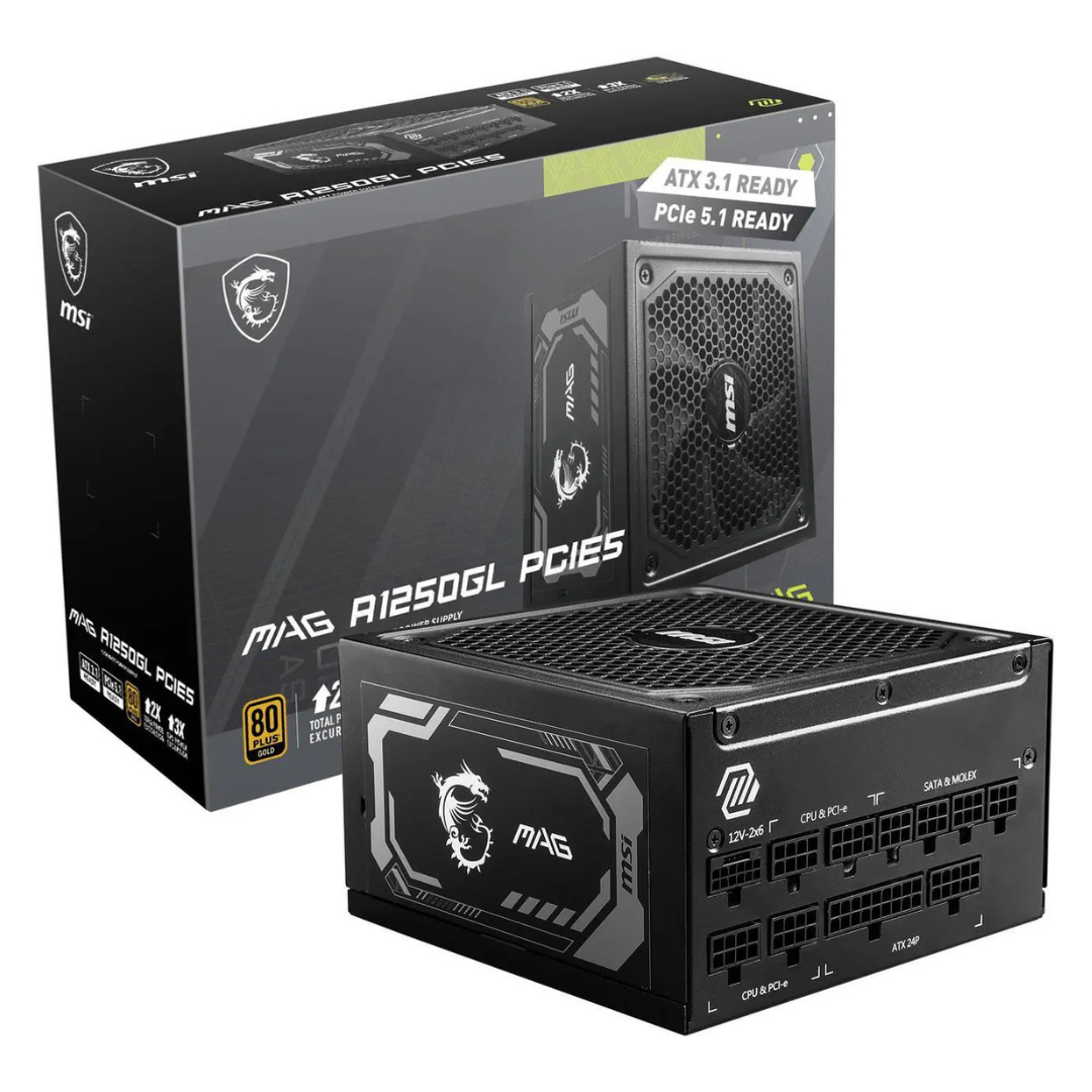 MSI MAG A1250GL PCIE5, Fully Modular Compact Gaming 1250W Power Supply