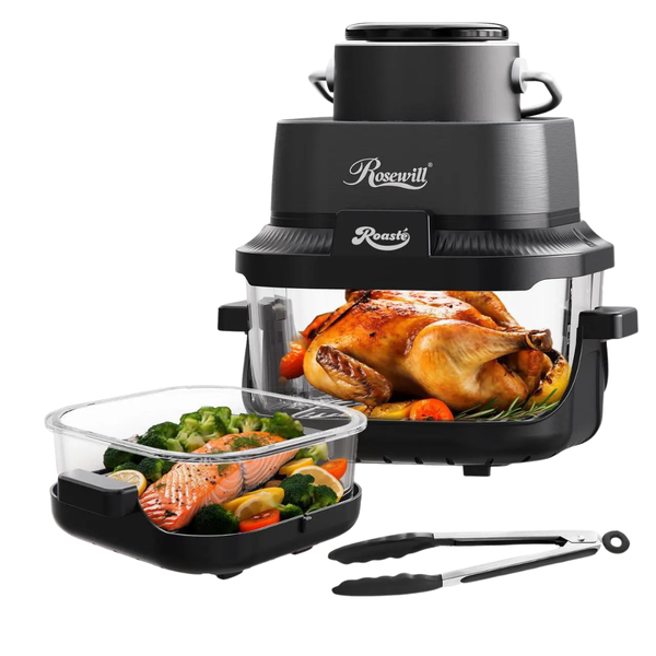 8-in-1 Portable 5.5QT & 1.6QT Dual Transparent Glass Air Fryer