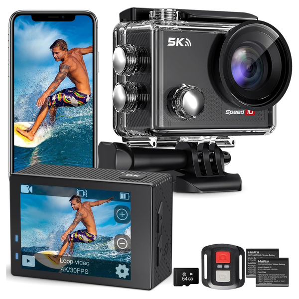 5K 30FPS Waterproof Camera With 64GB Storage Card