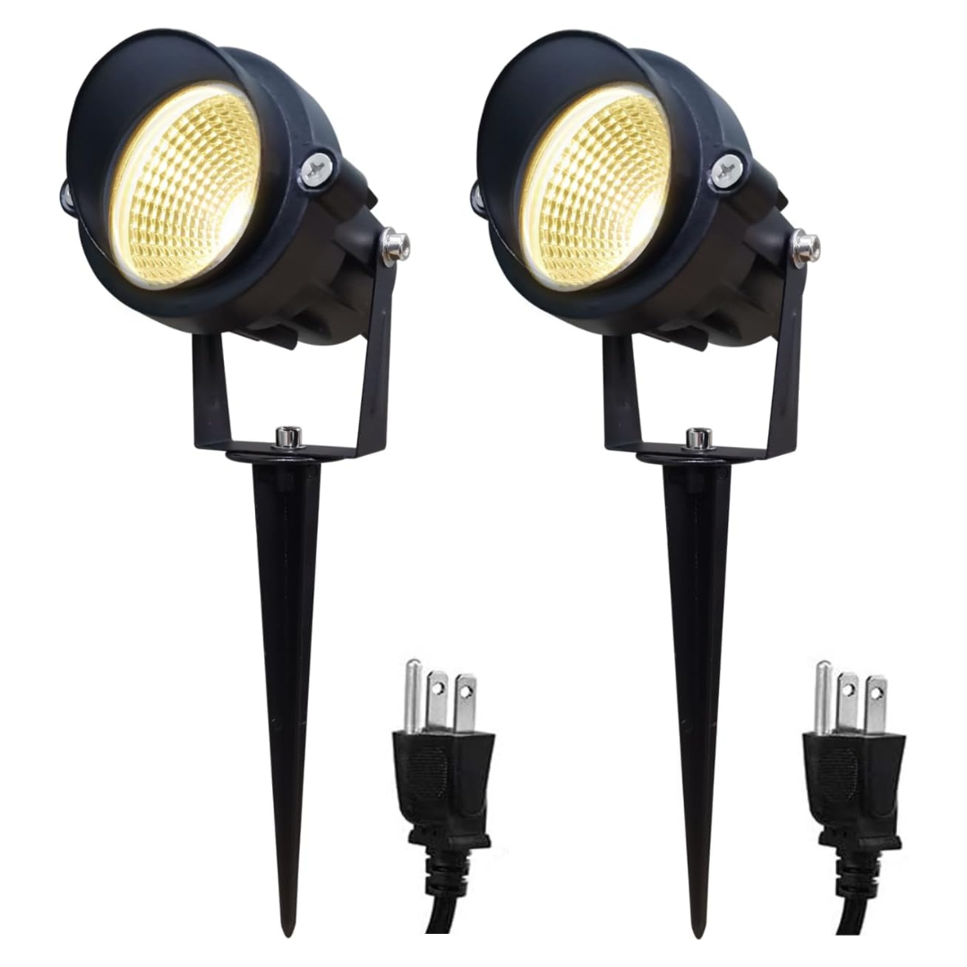 2-Pack 12W 3000K LED Outdoor Landscape Spotlights