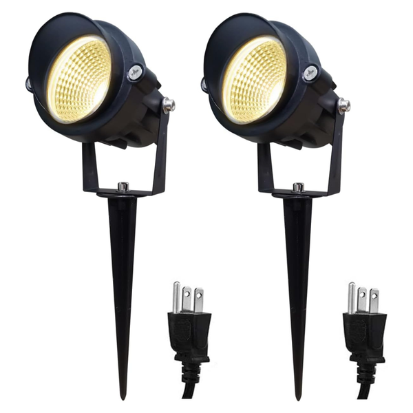 2-Pack 12W 3000K LED Outdoor Landscape Spotlights