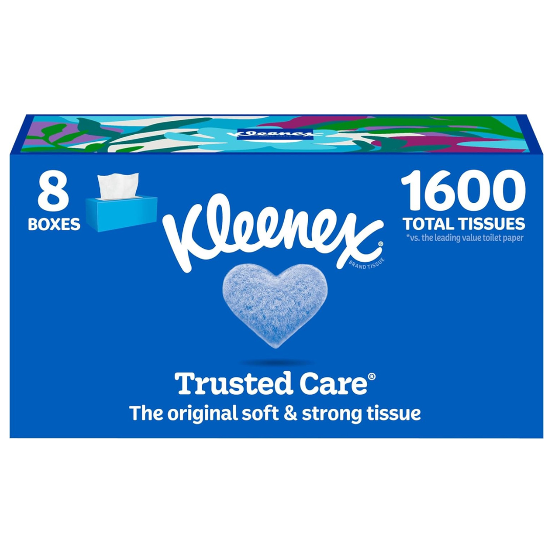 8-Boxes Of Kleenex Trusted Care Facial Tissues (1600 Total Tissues)