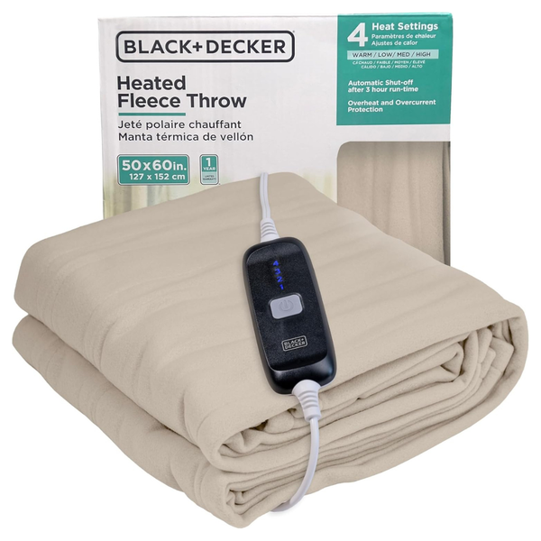 BLACK+DECKER Heated Electric Fleece Throw Blanket