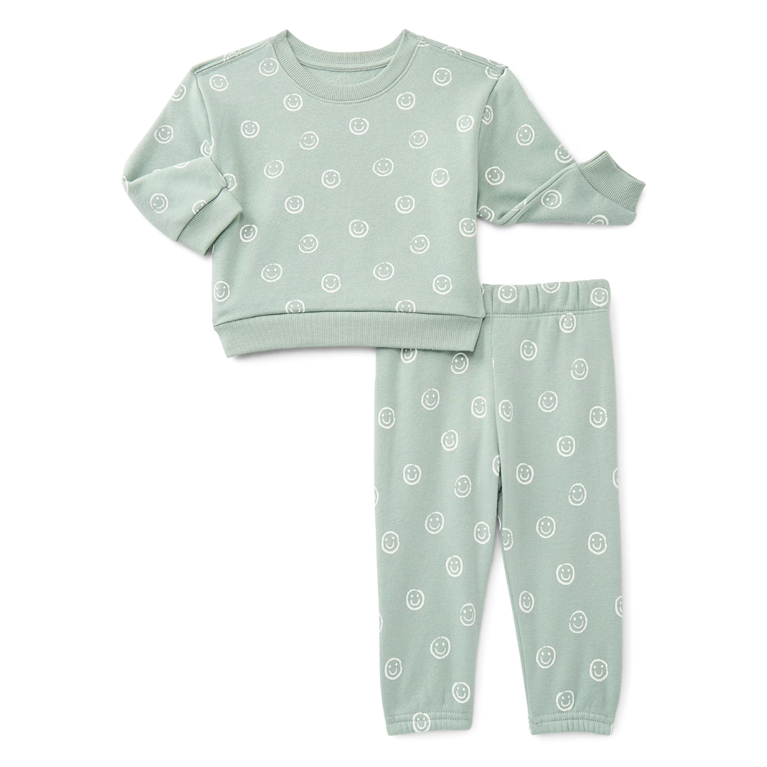 Wonder Nation Baby Boys Fleece Top And Pants Outfit Sets