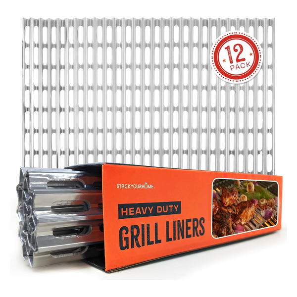 12-Pack Stock Your Home Disposable Aluminum Grill Grate Liners (12" X 20")