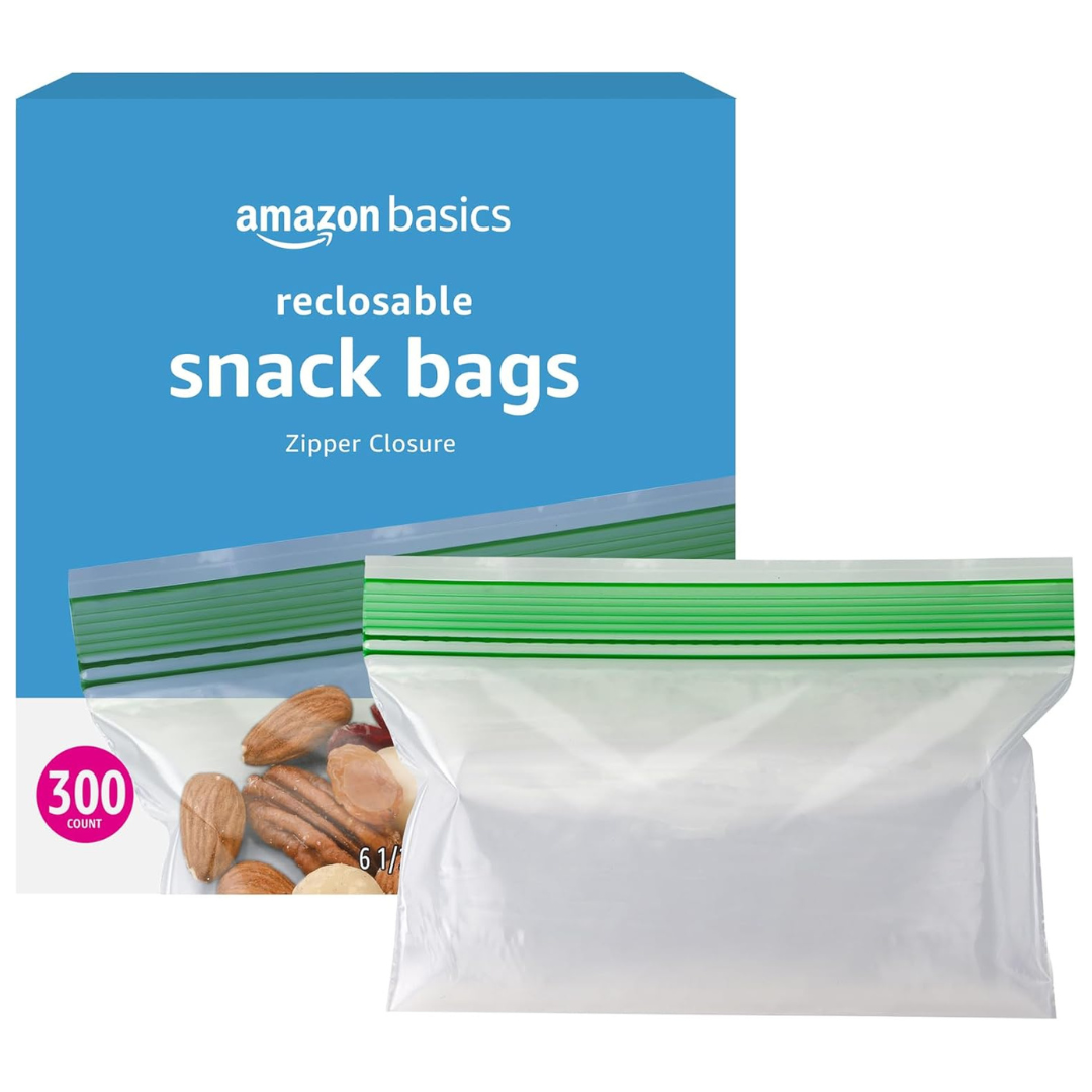 300-Count Amazon Basics Reclosable Snack Storage Bags