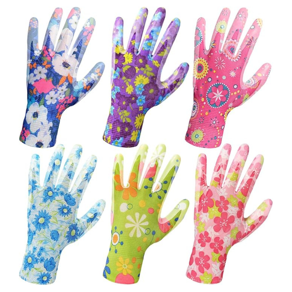 6 Pairs Multi-purposes Breathable Rubber Coated Gardening Gloves