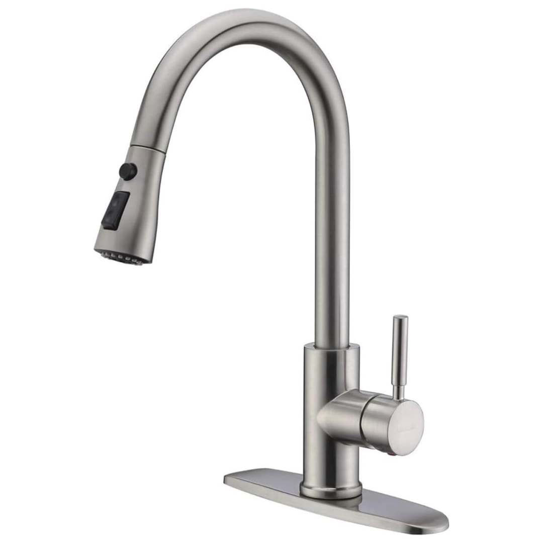 Wewe Single Handle High Arc Kitchen Faucet W/ Pull Down Sprayer