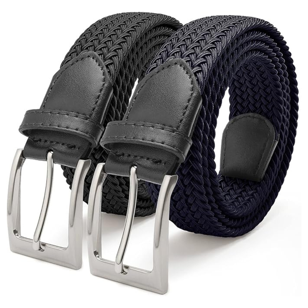 2 Pack Fairwin Men's Braided Stretch Belt