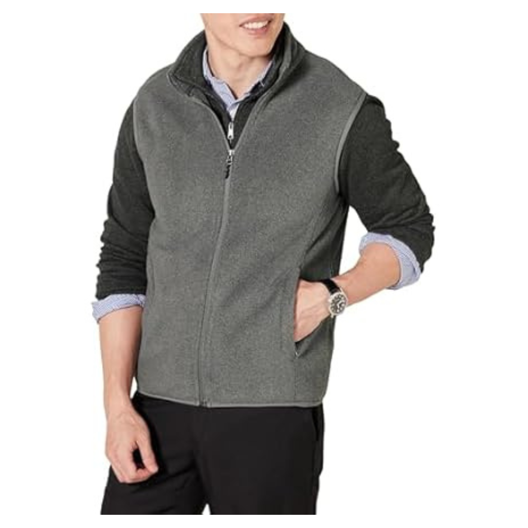 Amazon Essentials Men's Full-Zip Polar Fleece Insulated Vest