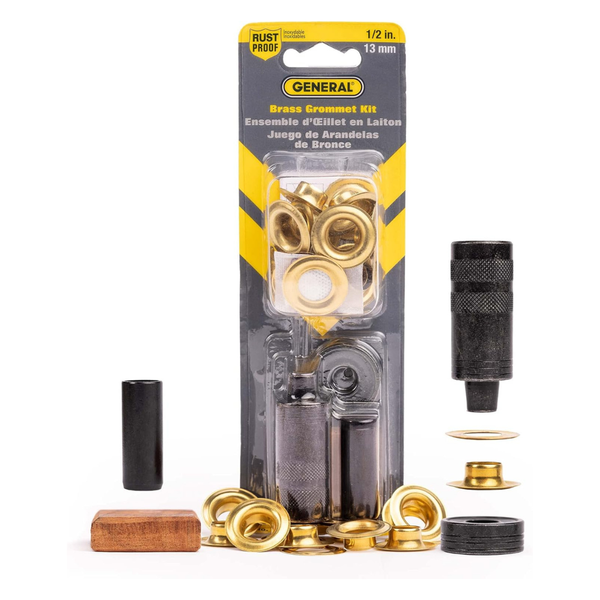 General Tools 1/2" Grommet Tool Kit With 12 Solid Brass Grommets