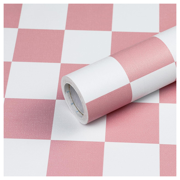 17.3" X 393" Self Adhesive Pink And White Mosaic Peel And Stick