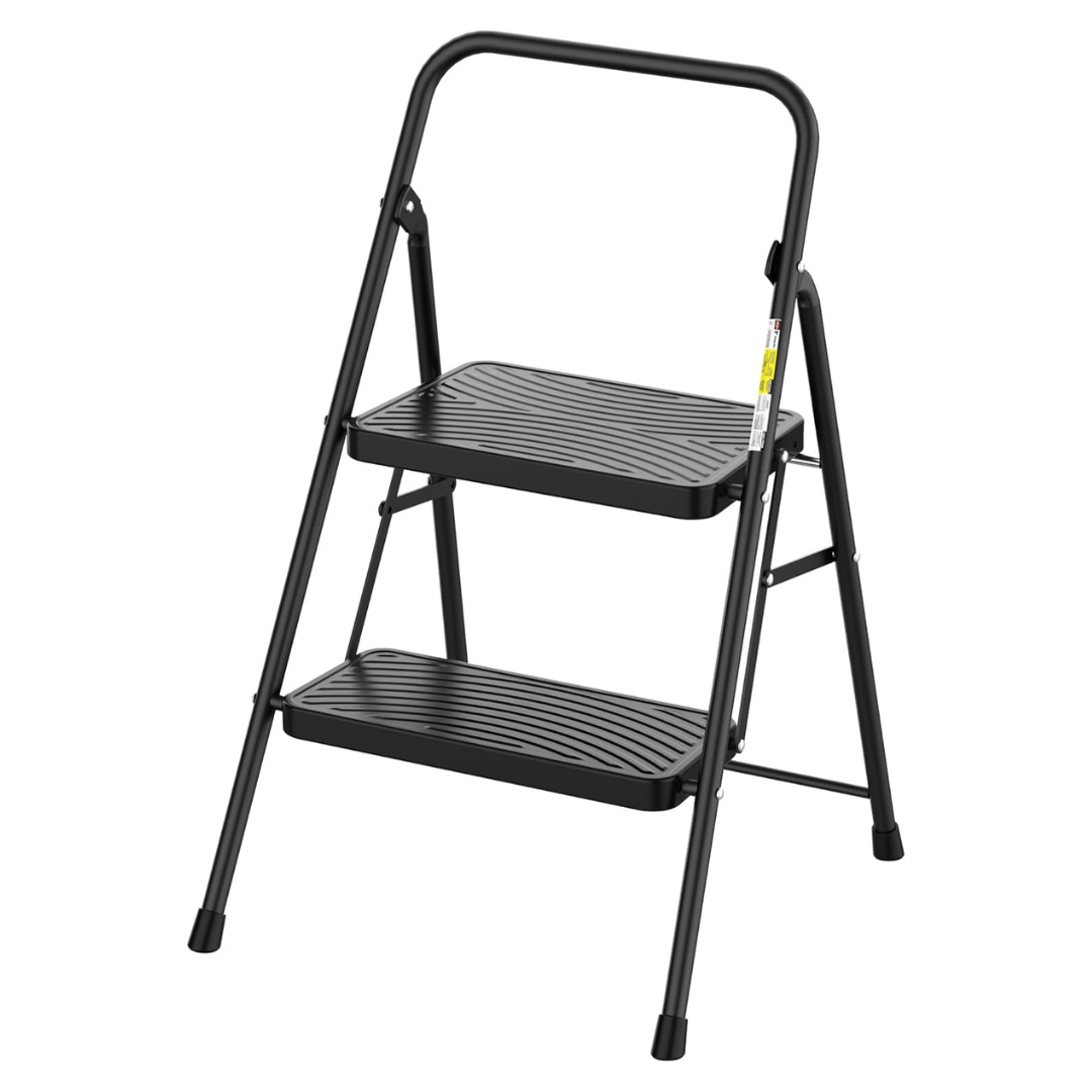 HBtower 2-Step Ladder Folding Step Stool With Wide Anti-Slip Pedals & Handle