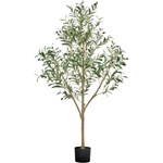 5' Artificial Olive Tree Tall Faux Plant With Natural Wood Trunk