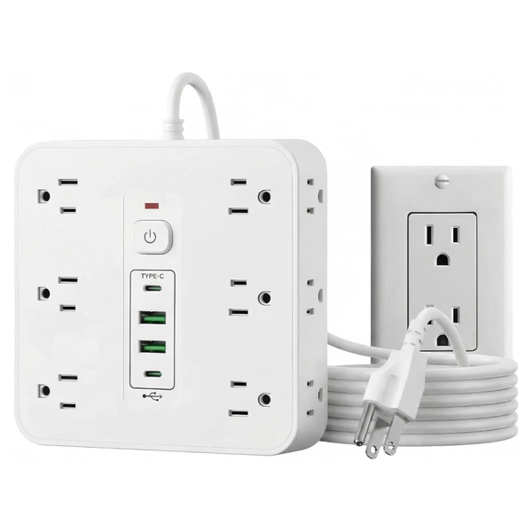 16-in-1 V Surge Protector Power Strip With 12 AC Outlets