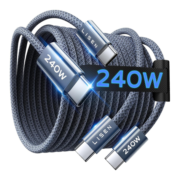 2-Pack Lisen 6.6FT 240W USB-C To USB-C Charging Cable