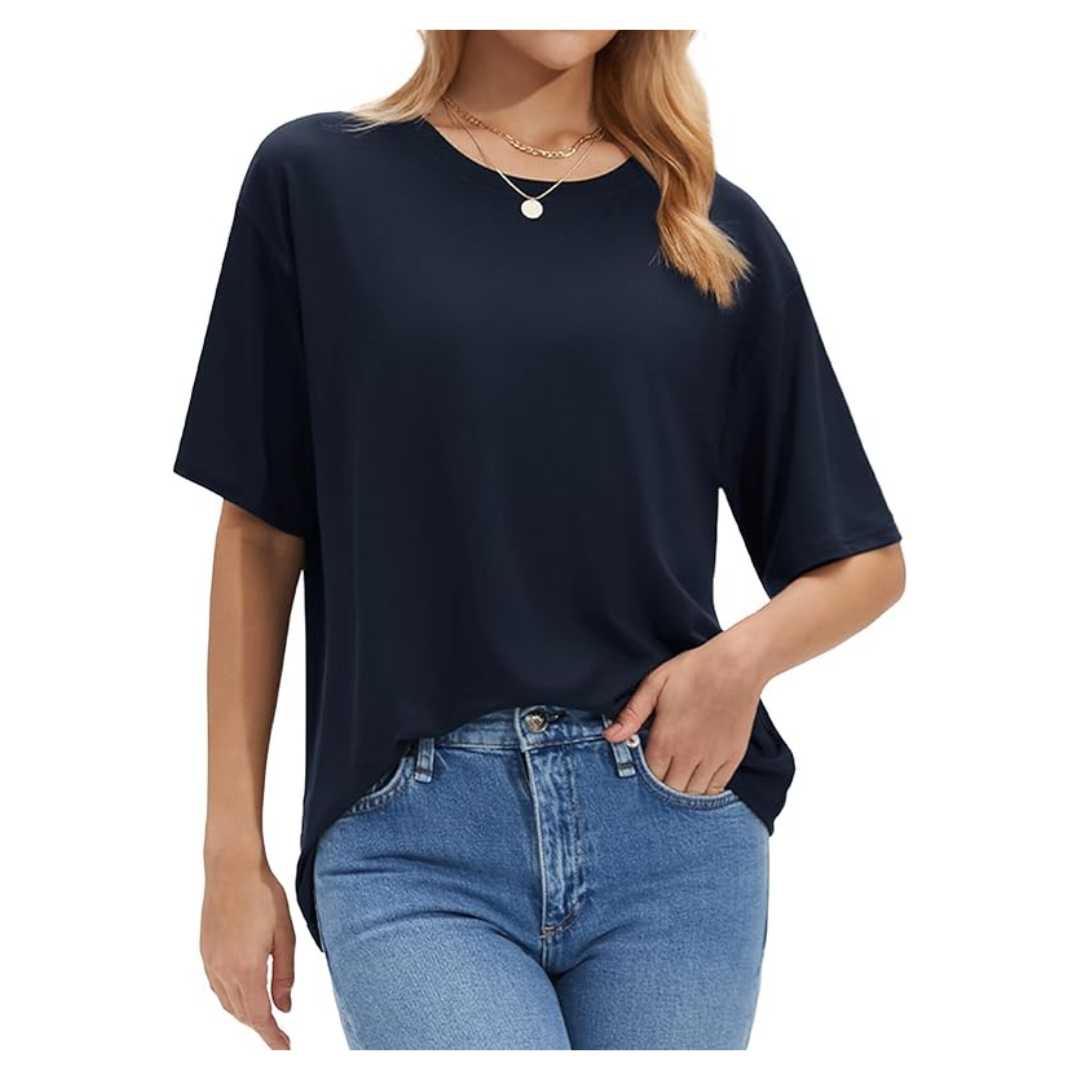 Women's Crew Neck Short Sleeve Oversized T-Shirts (Various Colors)