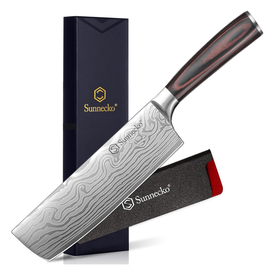 7" Carbon Steel Japanese Nakiri Chef Knife W/ Sheath & Gift Box