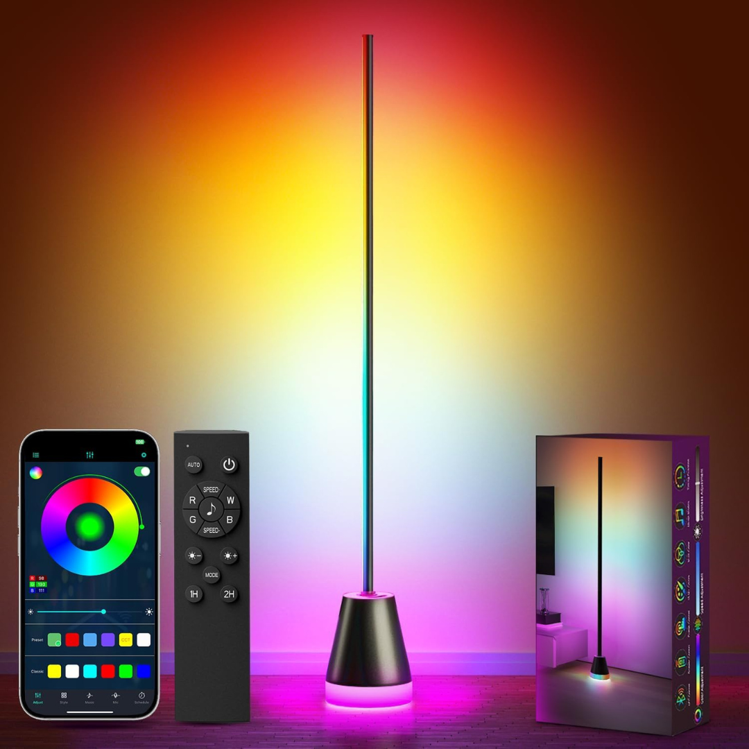 Smart Music Sync RGB LED Corner Floor Lamp W/ 172 LEDs, App & Remote