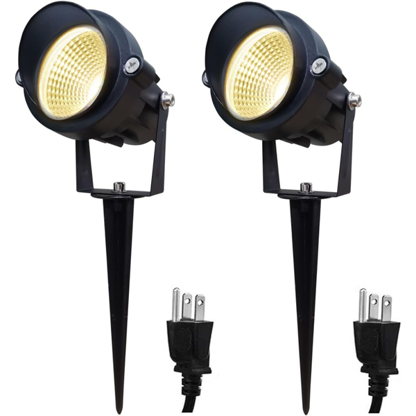 2-Pack 12W 3000K LED Outdoor Landscape Spotlights
