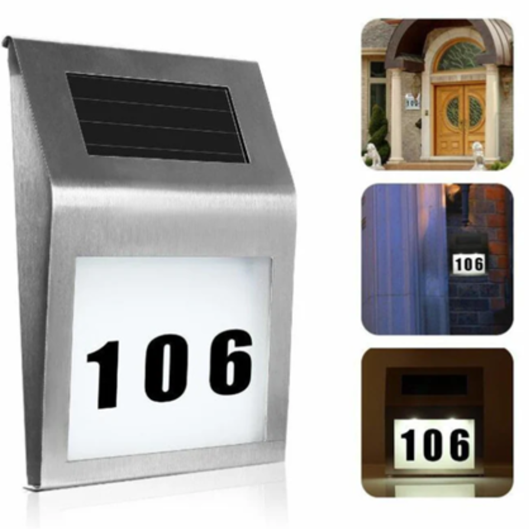 Solar LED Address Sign House Number Light With White LEDs