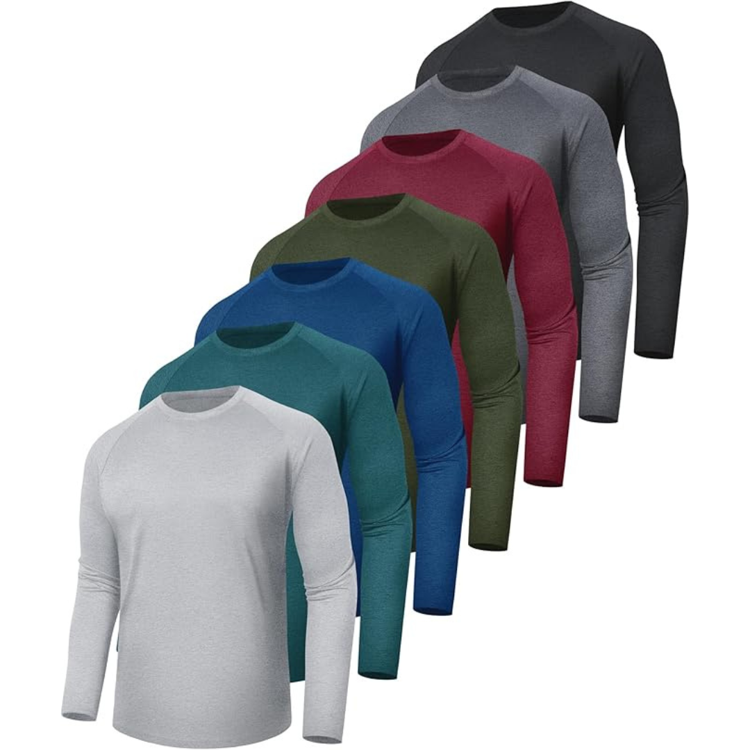 7-Pack Men's UPF 50+ Quick-Dry Moisture-Wicking Shirts