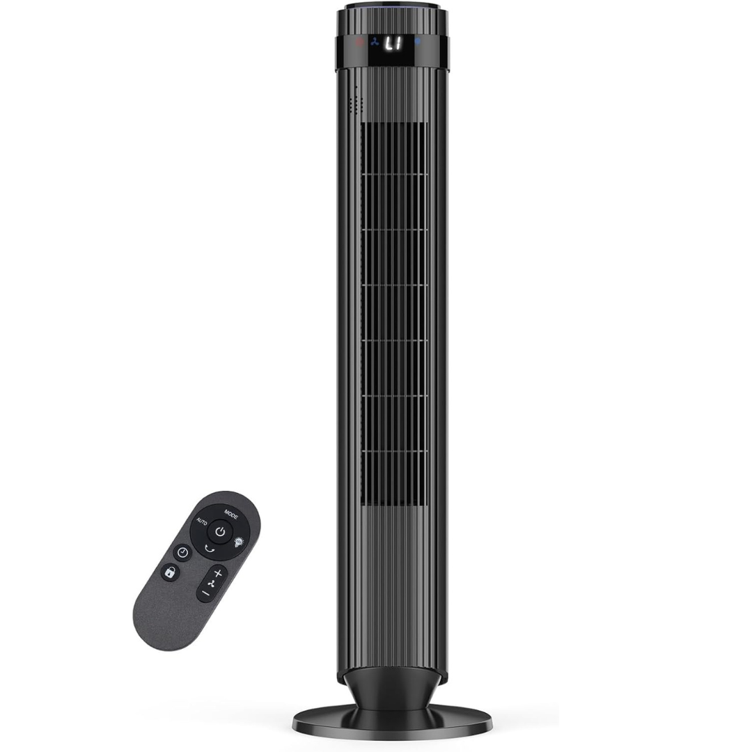 OLIXIS Quiet Bladeless Tower Fan with Remote & Timer
