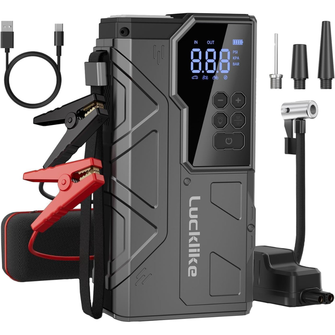 Lucklike W210 12V 6000A Peak Car Jump Starter with Air Compressor