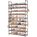 10 Tier Stackable Large Tall Shoe Rack with 18 Hooks