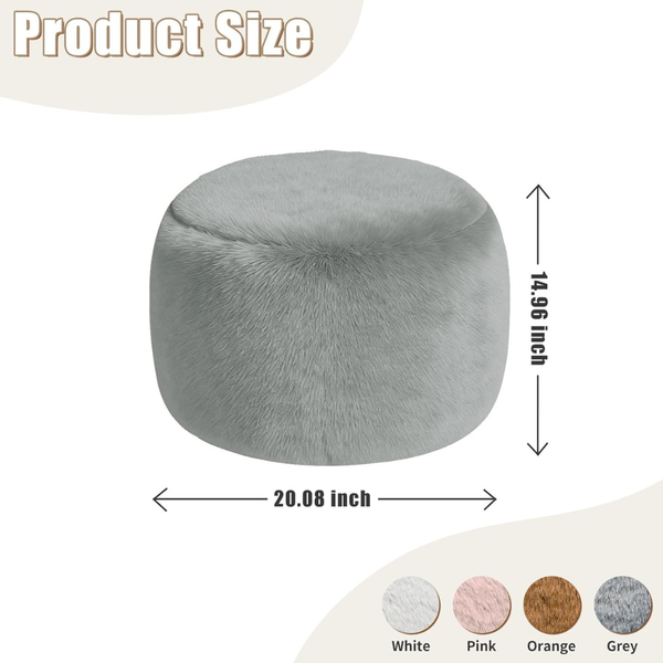 20" Gericco Round Faux Fur Pouf Stuffed Ottoman