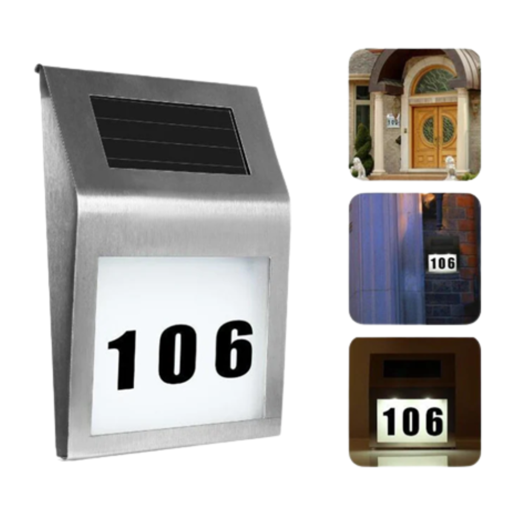 Solar LED Address Sign House Number Light With White LEDs