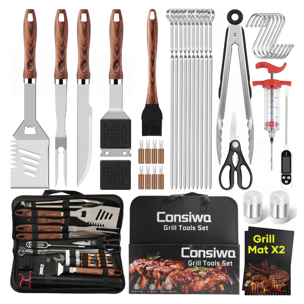 39-Piece Consiwa Stainless Steel BBQ Grill Accessories Set