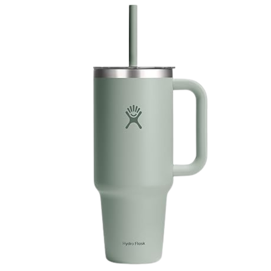 40oz Hydro Flask Clear Lid Travel Tumbler With Straw And Handle