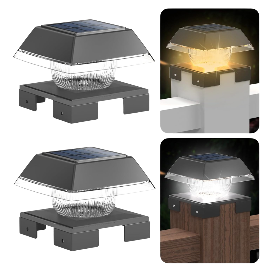 2 Pack Solar Wood Post Cap Lights