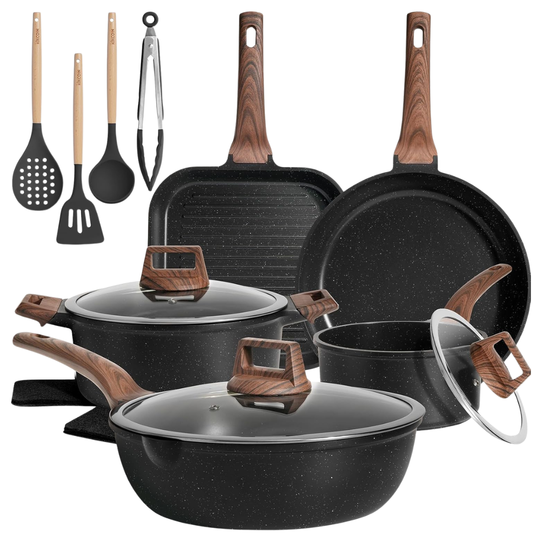 16-Piece Kikcoin Ceramic Nonstick Pots & Pans Set