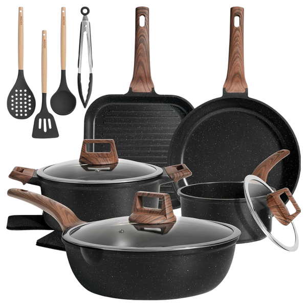 16-Piece Kikcoin Ceramic Nonstick Pots & Pans Set