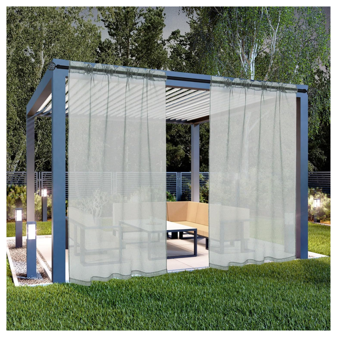 2 Panels 52" X 84" Sheer Outdoor Curtains