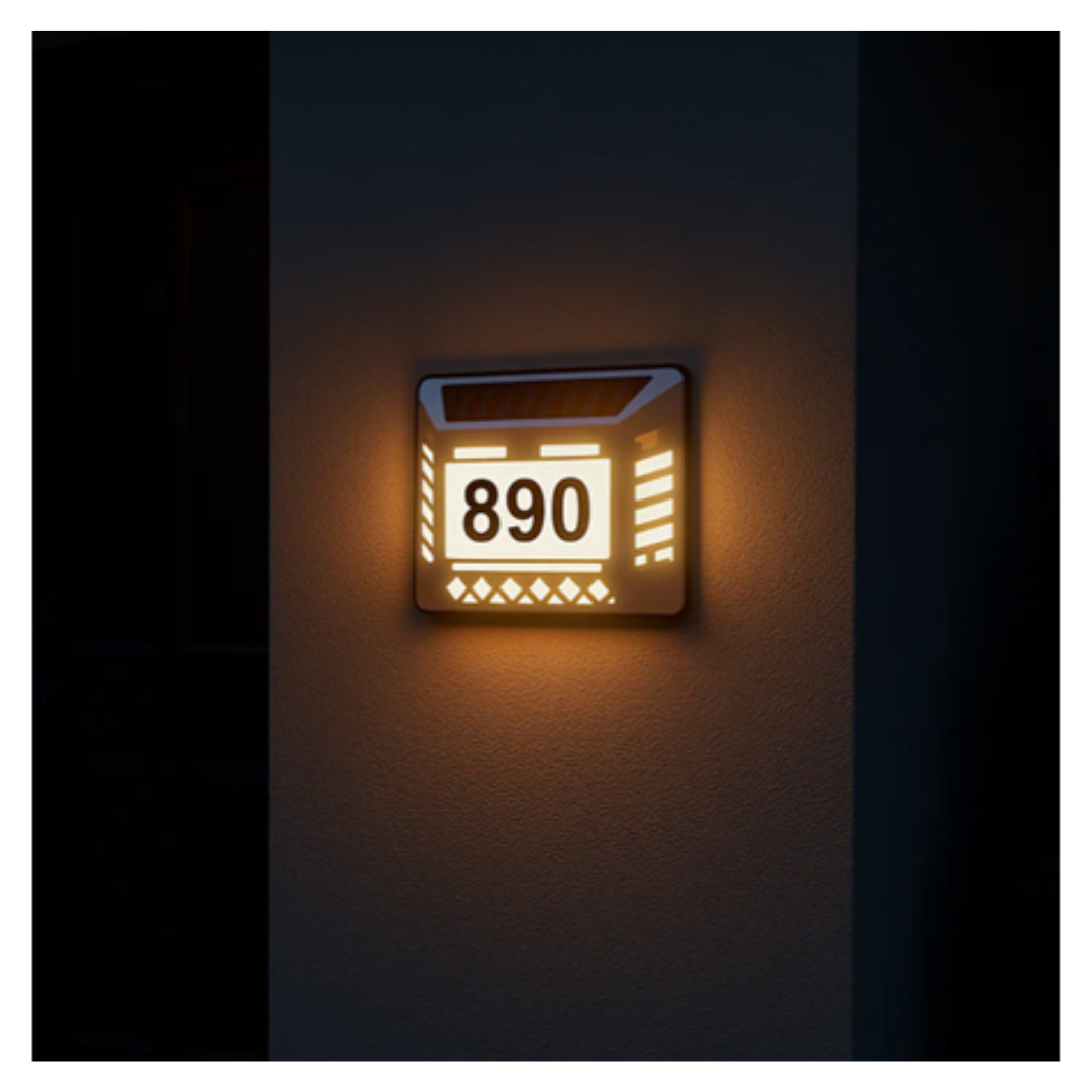 Waterproof House Number Plaque Solar LED Address Sign