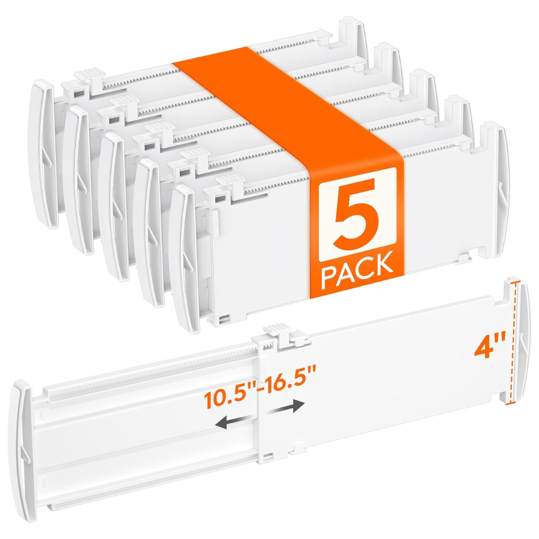 5-Pack Lifewit 4" Expandable Drawer Dividers