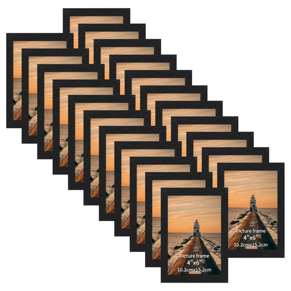 22-Piece 4" X 6" Black Wood Picture Frame Set