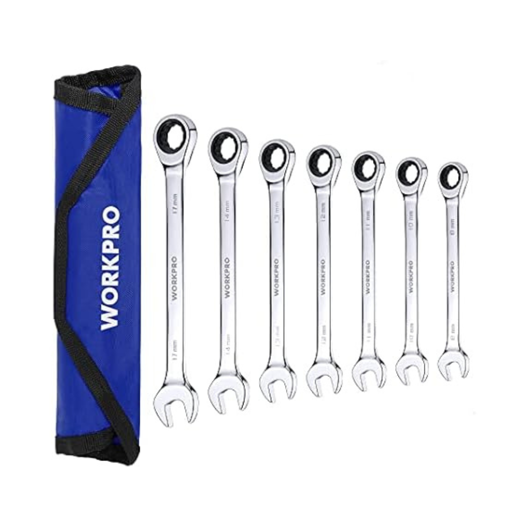 7-Piece WORKPRO Ratcheting Combination Wrench Set