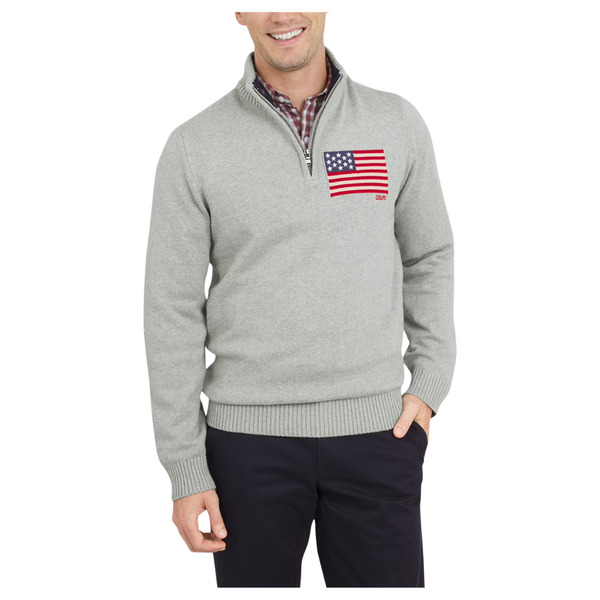 Chaps Men's & Big Men's Flag Quarter Zip Sweater