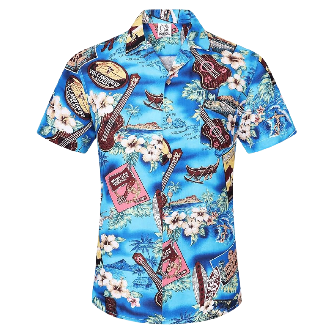 DOKKIA Men's Casual Tropical Floral Hawaiian Shirt