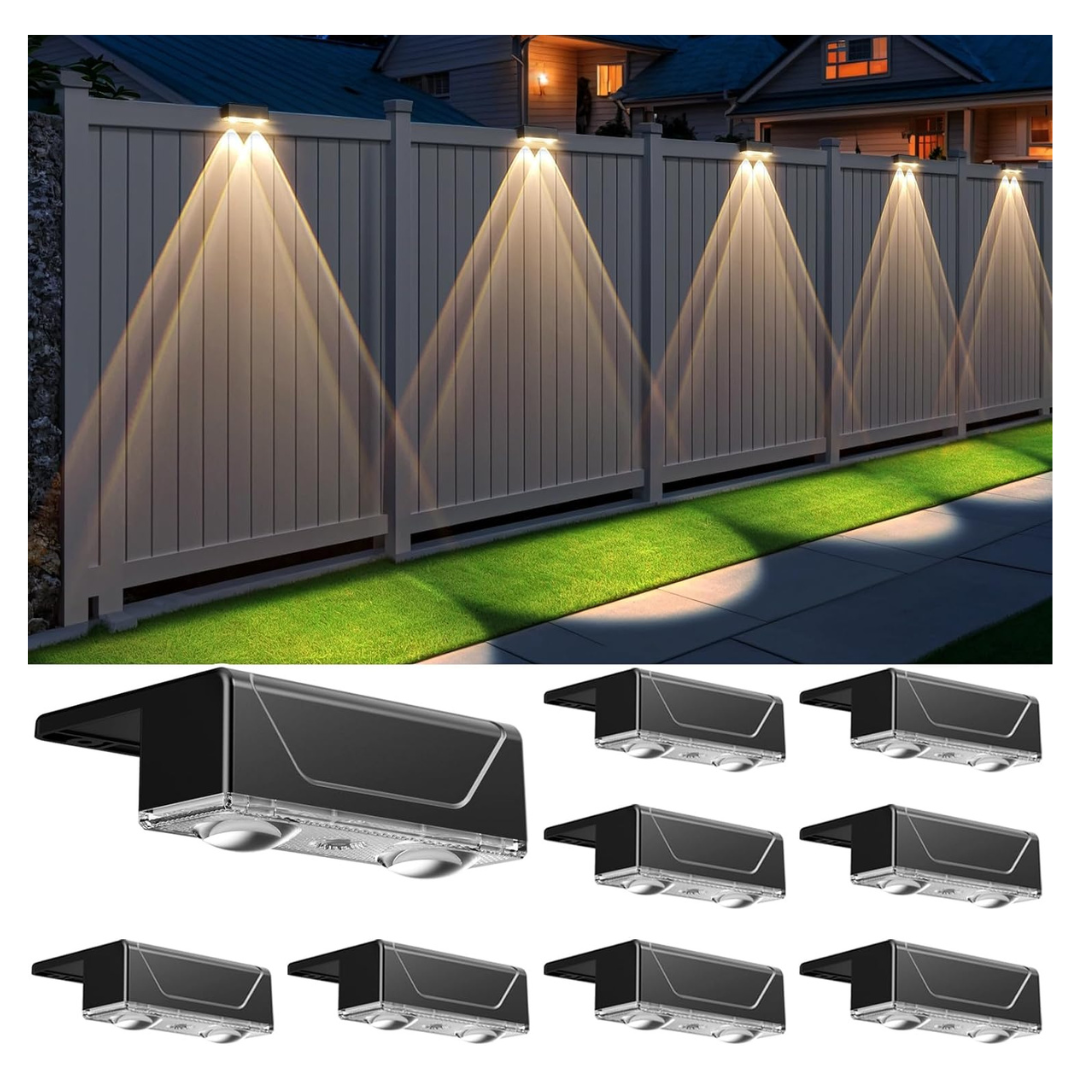 8-Pack Srtyuo IP55 Waterproof Solar Fence Lights Outdoor