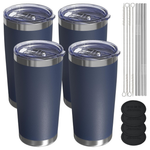 4-Pack 20-Oz Stainless Steel Tumblers With Lids & Straws (Various)