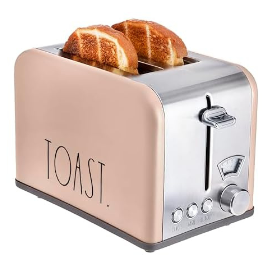 825W Stainless Steel Wide Slot 2 Slice Square Toaster