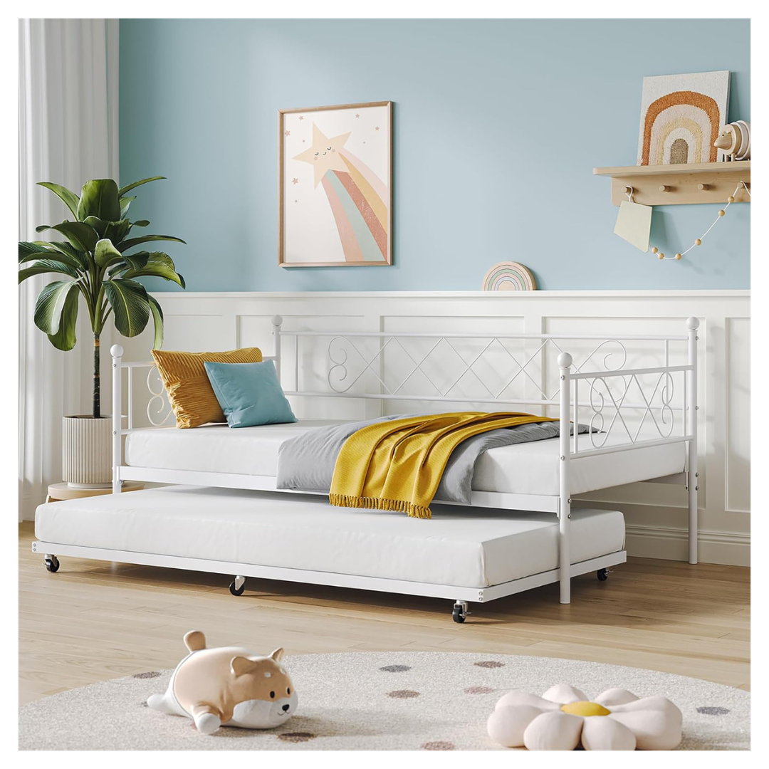 EliteEdge Heavy-Duty Metal Bed Frame Daybed With Trundle