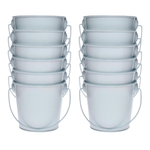 12-Piece 3.1" Galvanized Mini White Metal Buckets With Handle