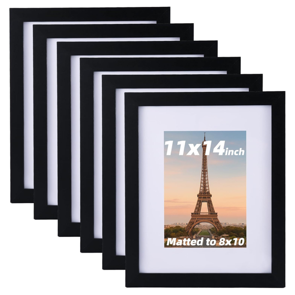 6-Piece 11'' X 14'' Black Picture Frame With Mat