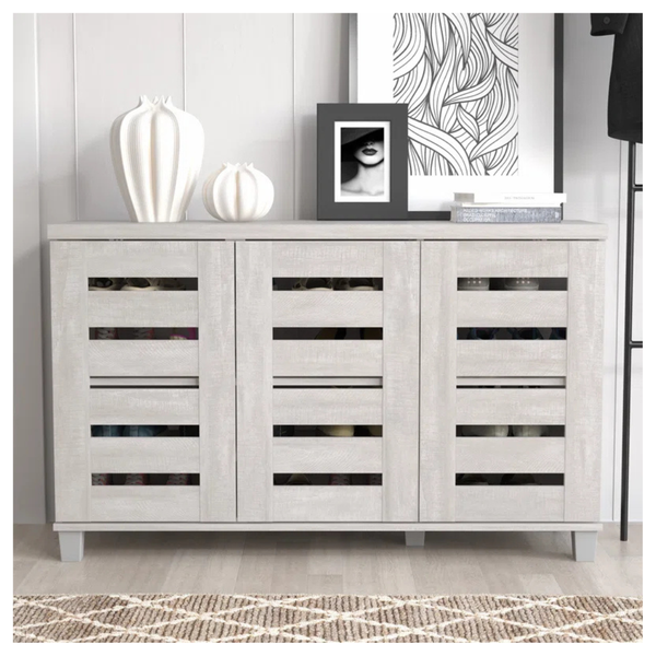 Steelside Millan 16 Pair Shoe Storage Cabinet (Knotty Oak)